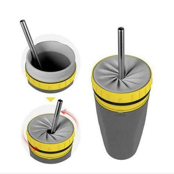 Double-Walled Insulation Tumbler: Twist & Sip Travel Cup with Straw - Perfect for Kids & Adults On-the-Go - Aqua Accent 